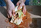 wrap the middle of the cabbage with outer leaves